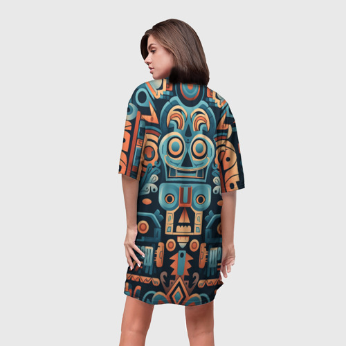 Платье-футболка 3D Симметричный абстрактный паттерн в ацтекском стиле, цвет 3D печать - фото 4