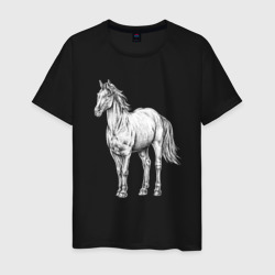 Белая лошадь стоит – Мужская футболка хлопок с принтом купить со скидкой в -20%