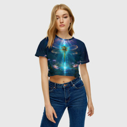 Женская футболка Crop-top 3D Мистическая стрекоза - фото 2