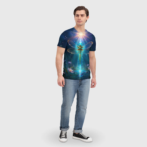 Мужская футболка 3D с принтом Мистическая стрекоза, вид сбоку #3