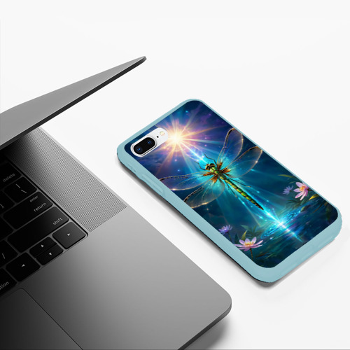 Чехол для iPhone 7Plus/8 Plus матовый Мистическая стрекоза, цвет мятный - фото 5