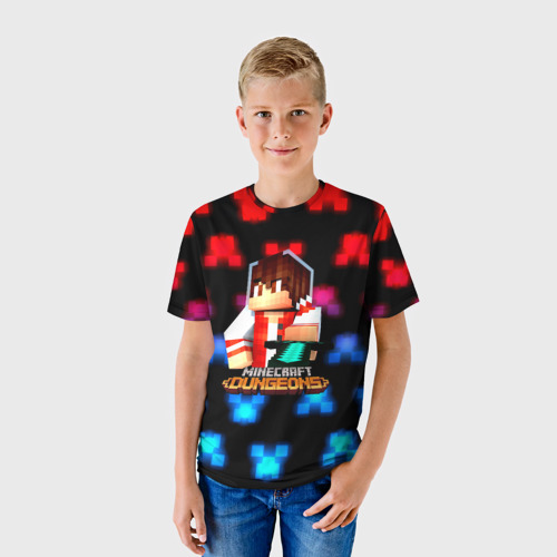 Детская футболка 3D Minecraft neon dungeons 2023, цвет 3D печать - фото 3