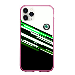 Чехол для iPhone 11 Pro Max матовый Skoda sport stripes line