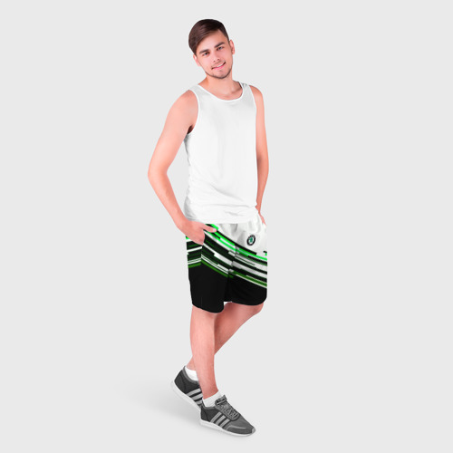 Мужские шорты 3D Skoda sport stripes line, цвет 3D печать - фото 3