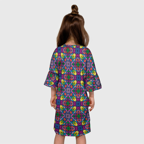 Детское платье 3D с принтом Стеклянная мозаика, вид сзади #2