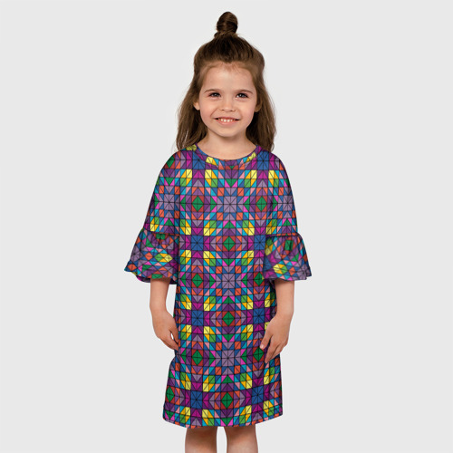 Детское платье 3D с принтом Стеклянная мозаика, вид сбоку #3