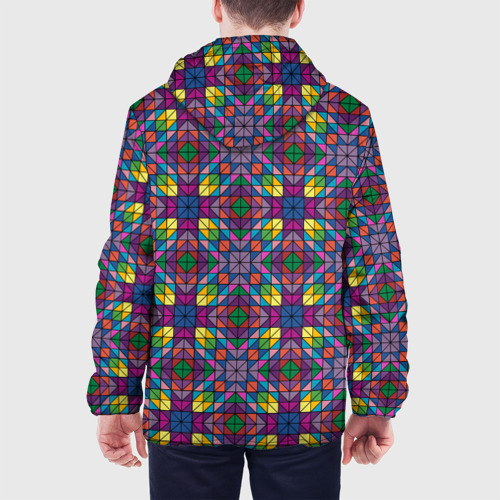 Мужская куртка 3D с принтом Стеклянная мозаика, вид сзади #2