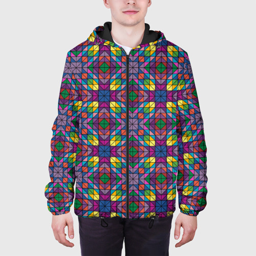 Мужская куртка 3D с принтом Стеклянная мозаика, вид сбоку #3