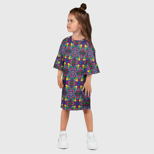Детское платье 3D с принтом Стеклянная мозаика, фото на моделе #1