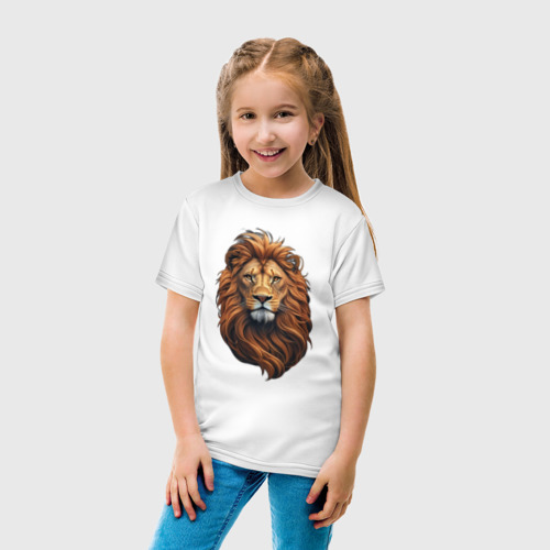 Детская футболка хлопок с принтом Лев - король диких зверей, вид сбоку #3