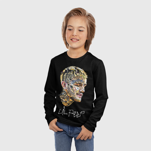 Детский лонгслив 3D Lil Peep mosaic rap, цвет 3D печать - фото 3