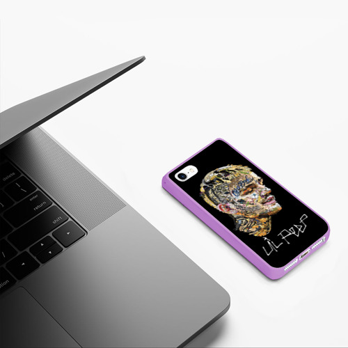 Чехол для iPhone 5/5S матовый Lil Peep mosaic rap, цвет сиреневый - фото 5