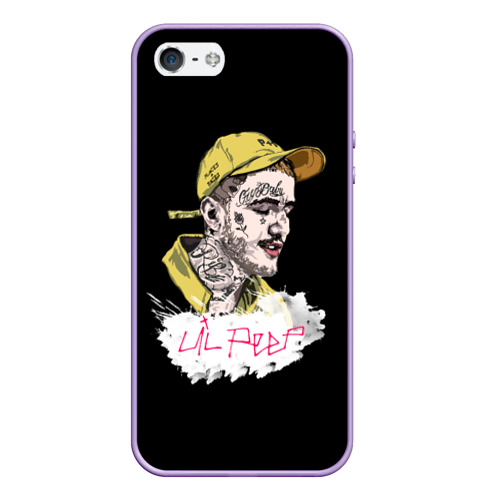 Чехол для iPhone 5/5S матовый Lil peep band steel, цвет светло-сиреневый