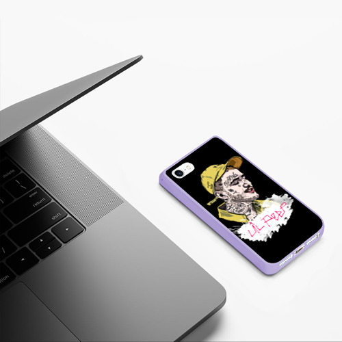 Чехол для iPhone 5/5S матовый Lil peep band steel, цвет светло-сиреневый - фото 5