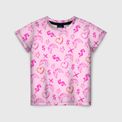 Детская футболка 3D Паттерн - розовые граффити 