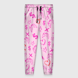 Женские брюки 3D Паттерн - розовые граффити 