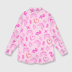 Рубашка с принтом Паттерн - розовые граффити для любого человека, вид сзади №1. Цвет основы: белый