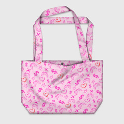 Пляжная сумка 3D Паттерн - розовые граффити 