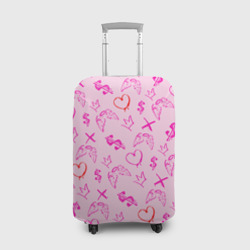 Чехол для чемодана 3D Паттерн - розовые граффити 