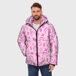 Мужская зимняя куртка 3D Паттерн - розовые граффити  - фото 2