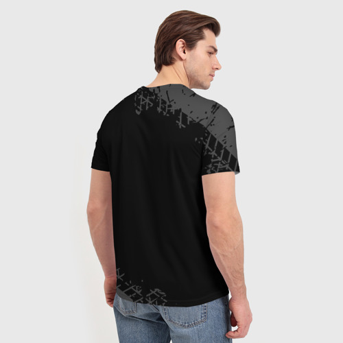 Мужская футболка 3D Daewoo speed на темном фоне со следами шин, цвет 3D печать - фото 4