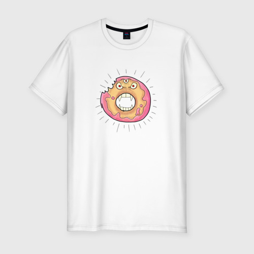 Мужская футболка хлопок Slim с принтом Пончик-монстр с тремя глазами, вид спереди #2