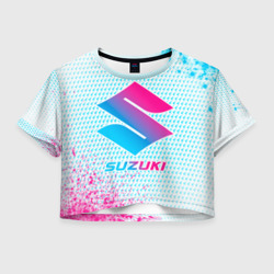 Женская футболка Crop-top 3D Suzuki neon gradient style