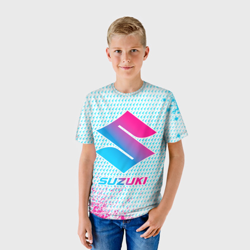 Детская футболка 3D Suzuki neon gradient style, цвет 3D печать - фото 3