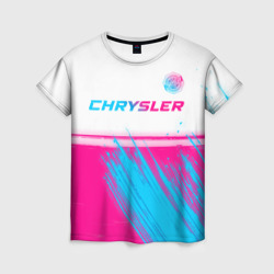 Женская футболка 3D Chrysler neon gradient style посередине