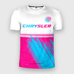 Мужская футболка 3D Slim Chrysler neon gradient style посередине