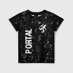 Детская футболка 3D Portal glitch на темном фоне вертикально