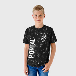 Детская футболка 3D Portal glitch на темном фоне вертикально - фото 2