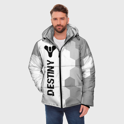 Мужская зимняя куртка 3D Destiny glitch на светлом фоне по-вертикали, цвет черный - фото 3
