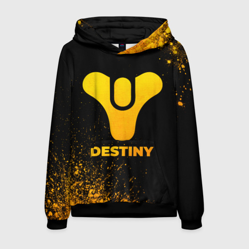 Мужская толстовка 3D Destiny - gold gradient, цвет черный