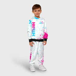 Детский костюм с толстовкой 3D Hitman neon gradient style вертикально - фото 2