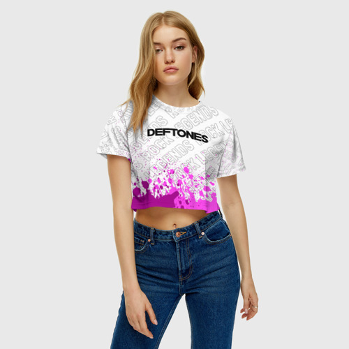 Женская футболка Crop-top 3D Deftones rock legends посередине, цвет 3D печать - фото 4