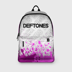 Рюкзак с принтом Deftones rock legends посередине для любого человека, вид спереди №3. Цвет основы: белый