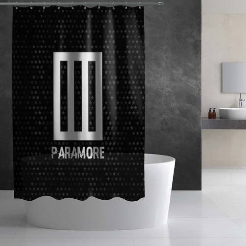 Штора 3D для ванной Paramore glitch на темном фоне - фото 3
