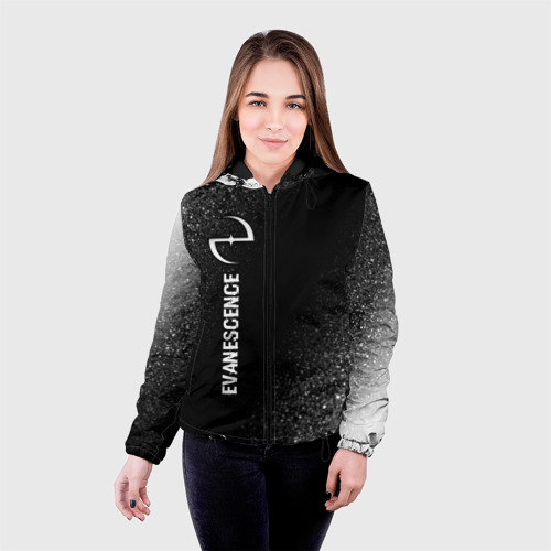 Женская куртка 3D Evanescence glitch на темном фоне по-вертикали, цвет черный - фото 3