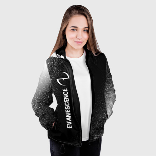 Женская куртка 3D Evanescence glitch на темном фоне по-вертикали, цвет черный - фото 4