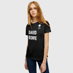 Женская футболка 3D David Bowie glitch на темном фоне посередине - фото 2