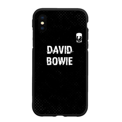 Чехол для iPhone XS Max матовый David Bowie glitch на темном фоне посередине