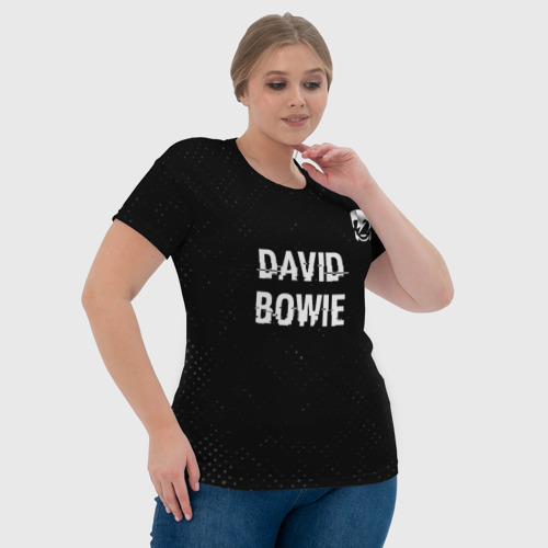 Женская футболка 3D с принтом David Bowie glitch на темном фоне посередине, фото #4