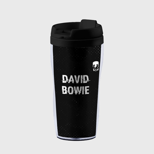 Термокружка-непроливайка David Bowie glitch на темном фоне посередине