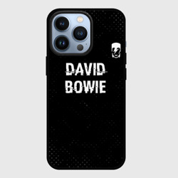 Чехол для iPhone 13 Pro David Bowie glitch на темном фоне посередине