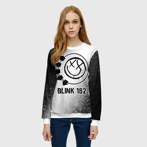 Женский свитшот 3D Blink 182 glitch на светлом фоне, цвет 3D печать - фото 3