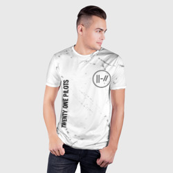 Мужская футболка 3D Slim Twenty One Pilots glitch на светлом фоне вертикально - фото 2
