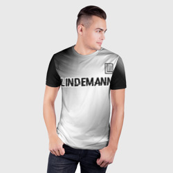 Мужская футболка 3D Slim Lindemann glitch на светлом фоне посередине - фото 2