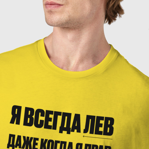 Мужская футболка хлопок Лев или прав, цвет желтый - фото 6