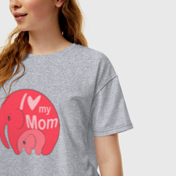 Женская футболка хлопок Oversize I love my mom - фото 2